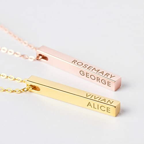 Personalized Necklace, 4 Side Bar Necklace, Kids Names Necklace