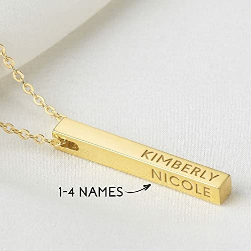 Personalized Necklace, 4 Side Bar Necklace, Kids Names Necklace