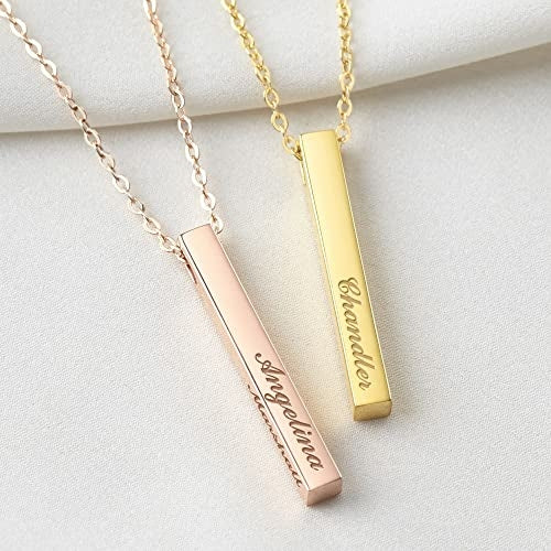 Personalized Necklace, 4 Side Bar Necklace, Kids Names Necklace