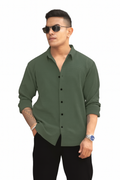 Men Casual Shirt With Full sleeve-Light Green (Size-L)