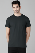 Men Graphic Print Round Neck Organic Cotton T-Shirt-Dark Green M&B |